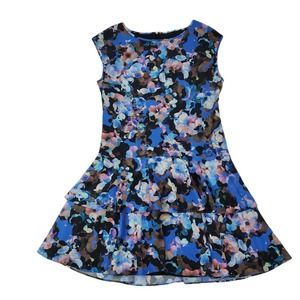 CC - CeCe Alexia Drop Waist Dress Women SZ 2P Petite Black Purple Floral NWT